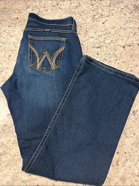 Women’s Wranglers Dark Blue Bootcut Jeans with Embroidered Back Pocket